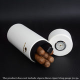 COHIBA Cigar Case, Cedar Wood Lined Tube, Portable Mini Humidor with Long Humidifier Hygrometer