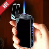 Windproof Double Arc Ignition USB Plasma Cigarette Lighter With LED Power Supply