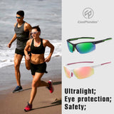 Semi-Rimless Photochromic Polarized Sunglasses Men Women Mirror Pink lens Driving Sports Goggle