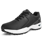 Sport Golf Shoes for Men Soft Walking Sneakers Leather Black Gray Waterproof Spikeless