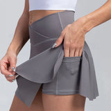 Women Pleated Skirt with Pockets Short Athletic Skirts Crossover High Waisted Golf Skorts