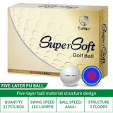 Caiton 12pcs golf game balls, 2-5 layer structure（Opt）, professional game performance, suitable for different high swing speeds