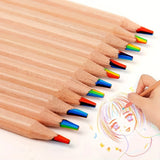 10 Pcs Colored Black Wood Pencils, 7 in 1 Rainbow Drawing Pencil. for Sketching, Doodling, Coloring, Painting