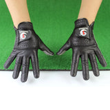 BraceTop 1 Pair Men's Golf Gloves Left Hand Right Hand Soft Breathable Pure Sheepskin with Anti-slip Granules Black Golf Gloves