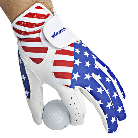 Golf Gloves American Flag Left Hand Leather Soft Breathable Pure Sheepskin Golf Gloves