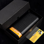 Black Leather Cigar Case Cedar Wood Tube Holder Portable Travel Cigar Humidor Box Holds 3 Cigars